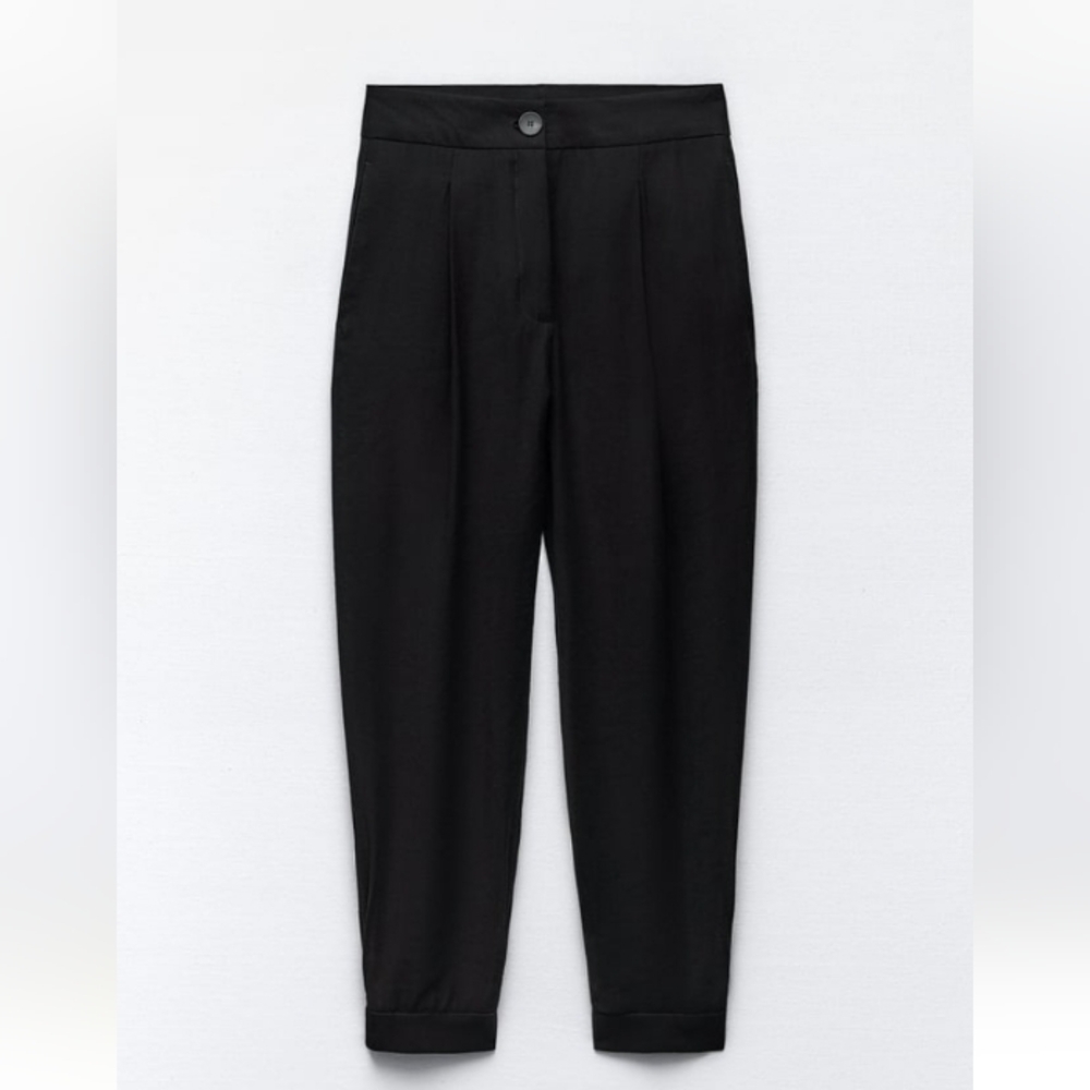 Zara Cuffed Ankle Barrel Pants Sz- Large - Picture 7 of 12